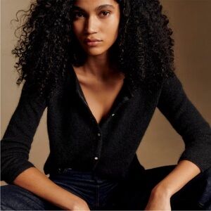 Sézane Gaspard Cardigan Black Mohair Blend Button Sweater S